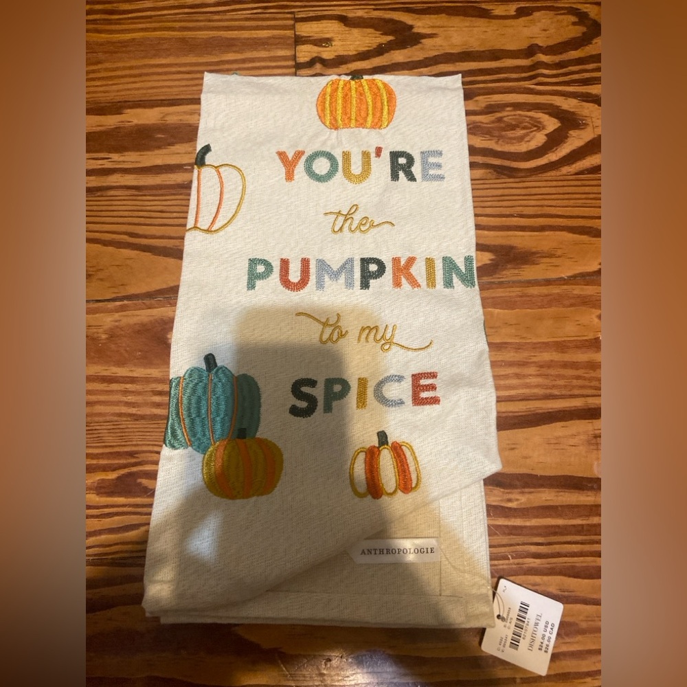 NWT! Anthropologie Cream pumpkin Dish Towel